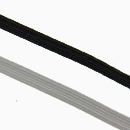Flat Cord Elastic 3mm to 12mm Black and White 5m 10m 25m
