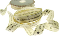 Wedding Ribbon  "To Love & To Cherish" with Heart by Berties Bows x 3m BTB146