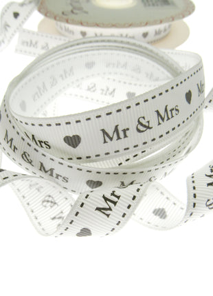 Wedding Ribbon "Mr & Mrs" by Berties Bows - with Heart x 3m BTB144