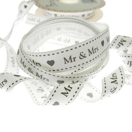 Wedding Ribbon "Mr & Mrs" by Berties Bows - with Heart x 3m BTB144