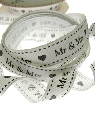 Wedding Ribbon "Mr & Mrs" by Berties Bows - with Heart x 3m BTB144