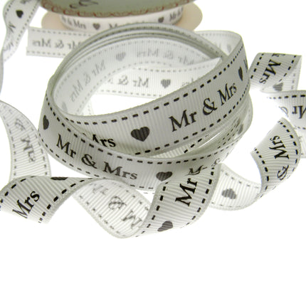 Wedding Ribbon "Mr & Mrs" by Berties Bows - with Heart x 3m BTB144