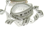Wedding Ribbon "Mr & Mrs" by Berties Bows - with Heart x 3m BTB144