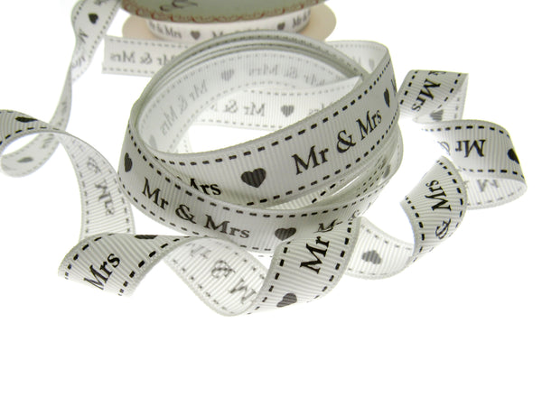 Wedding Ribbon "Mr & Mrs" by Berties Bows - with Heart x 3m BTB144