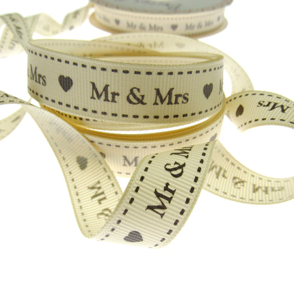 Wedding Ribbon "Mr & Mrs" by Berties Bows - with Heart x 3m BTB144