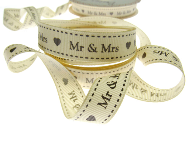 Wedding Ribbon "Mr & Mrs" by Berties Bows - with Heart x 3m BTB144