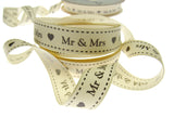 Wedding Ribbon "Mr & Mrs" by Berties Bows - with Heart x 3m BTB144