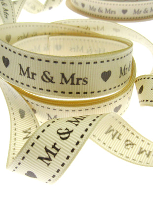 Wedding Ribbon "Mr & Mrs" by Berties Bows - with Heart x 3m BTB144