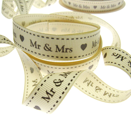 Wedding Ribbon "Mr & Mrs" by Berties Bows - with Heart x 3m BTB144