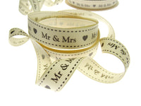 Wedding Ribbon "Mr & Mrs" by Berties Bows - with Heart x 3m BTB144
