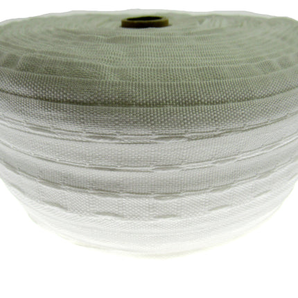 Curtain Header Tape - White Polyester Pencil Pleat Tape -25mm (1") Wide CT25100P - ThreadandTrimmings