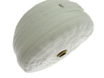 Roll of white woven curtain tape on a white background
