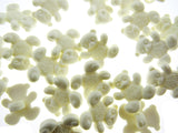 White teddy bear-shaped candies on a white background