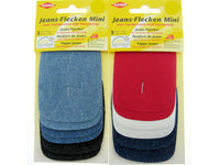 Mini Iron On Denim Jean Repair Patches - 3 Pair Card - 12 Colour