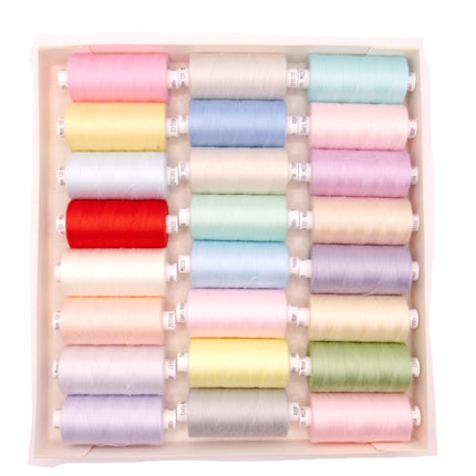 Set of Pastel Coats Moon sewing threads in a box on a white background