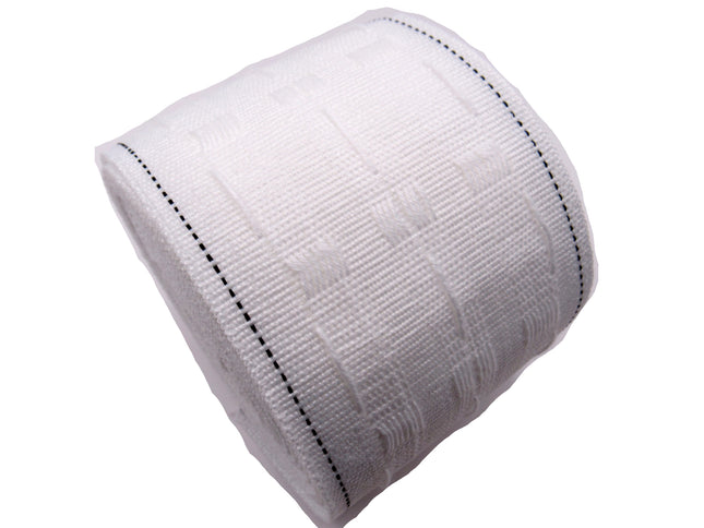 White Curtain Heading Corded Pocket Pencil Pleat Tape - 75mm (3") Wide - CT75P - ThreadandTrimmings