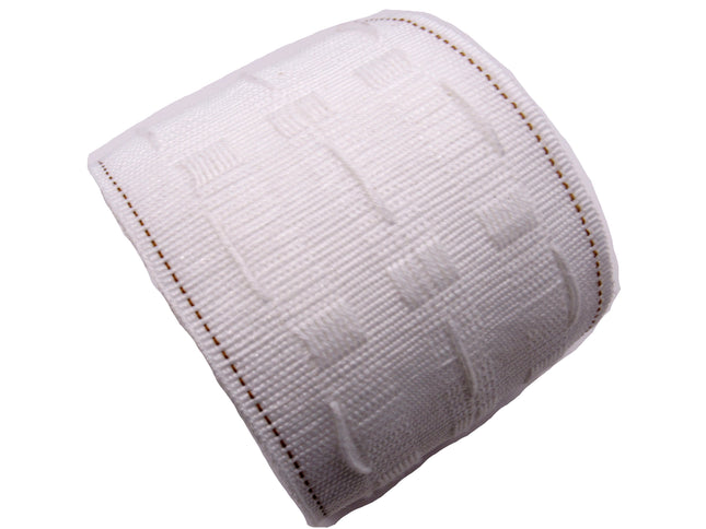 Curtain Tape - Economy - 75mm (3") Wide - 100m Roll - With Red Sewing Line CT759 - ThreadandTrimmings