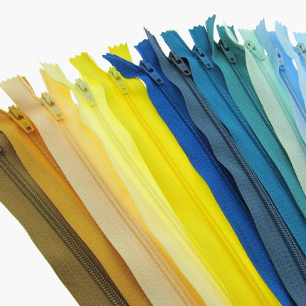 Nylon Closed End Zips 10 Pack Mixed Colours Sewing Zip Assortment 6in to 22in
