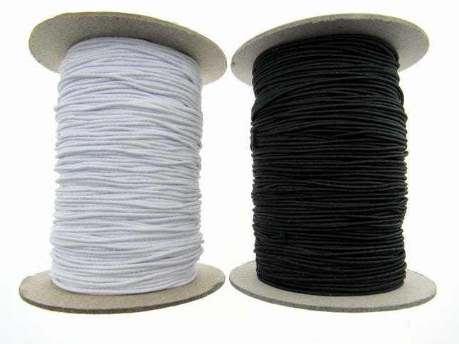 Round Elastic Whole Rolls 1mm 2.5mm 3mm Black White 50m 100m