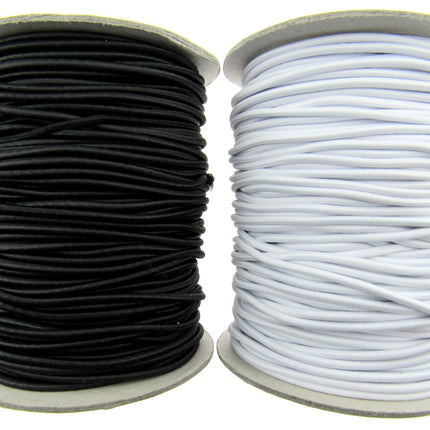 Round Elastic Whole Rolls 1mm 2.5mm 3mm Black White 50m 100m
