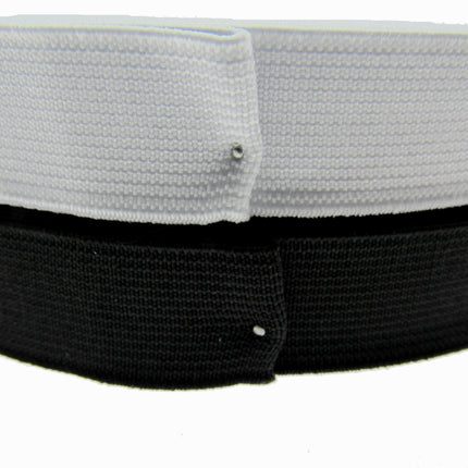 Flat Woven Stretch Elastic - Black or White - Choice of 6 Sizes & 3 Lengths - ThreadandTrimmings