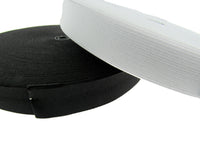 Flat Woven Stretch Elastic - Black or White - Choice of 6 Sizes & 3 Lengths