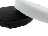 Flat Woven Stretch Elastic - Black or White - Choice of 6 Sizes & 3 Lengths