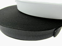 Flat Woven Stretch Elastic - Black or White - Choice of 6 Sizes & 3 Lengths
