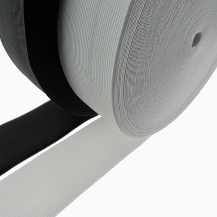 Flat Woven Stretch Elastic - Black or White - Choice of 6 Sizes & 3 Lengths - ThreadandTrimmings