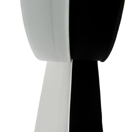 Flat Woven Stretch Elastic - Black or White - Choice of 6 Sizes & 3 Lengths - ThreadandTrimmings
