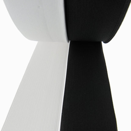 Flat Woven Stretch Elastic - Black or White - Choice of 6 Sizes & 3 Lengths - ThreadandTrimmings