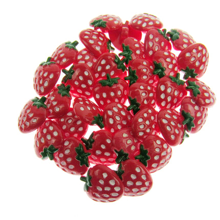 Strawberry Baby Fruit Buttons with Shank and Hand Painted Detail 15mm CN6 - ThreadandTrimmings