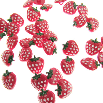 Strawberry Baby Fruit Buttons with Shank and Hand Painted Detail 15mm CN6 - ThreadandTrimmings