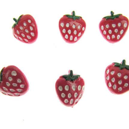 Strawberry Baby Fruit Buttons with Shank and Hand Painted Detail 15mm CN6 - ThreadandTrimmings