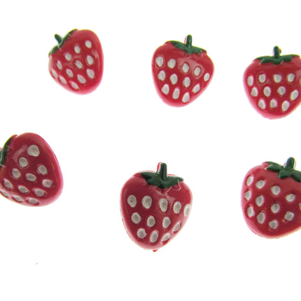 Strawberry Baby Fruit Buttons with Shank and Hand Painted Detail 15mm CN6 - ThreadandTrimmings