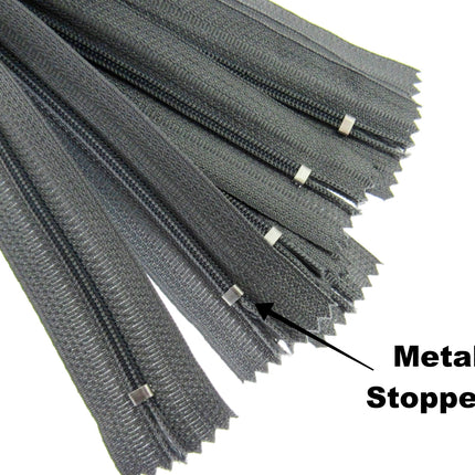 Nylon Closed End Cushion Zips No3 12" to 22" Black Grey Cream Beige Bulk Qty - ThreadandTrimmings