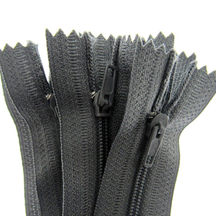 Nylon Closed End Cushion Zips No3 12" to 22" Black Grey Cream Beige Bulk Qty - ThreadandTrimmings