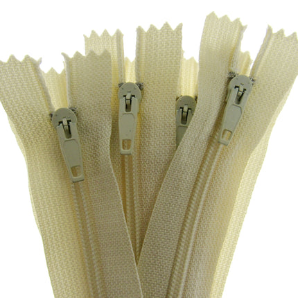 Nylon Closed End Cushion Zips No3 12" to 22" Black Grey Cream Beige Bulk Qty - ThreadandTrimmings