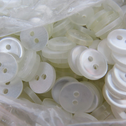 Round White Shirt Buttons with 2 Holes Basic Polyester 11.5mm - ThreadandTrimmings