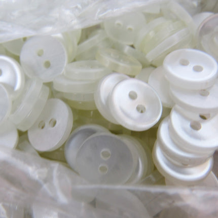 Round White Shirt Buttons with 2 Holes Basic Polyester 11.5mm - ThreadandTrimmings