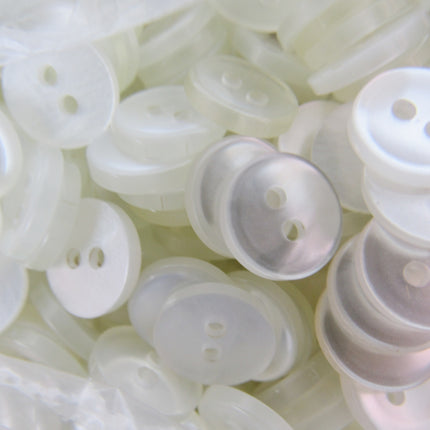Round White Shirt Buttons with 2 Holes Basic Polyester 11.5mm - ThreadandTrimmings