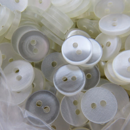 Round White Shirt Buttons with 2 Holes Basic Polyester 11.5mm - ThreadandTrimmings