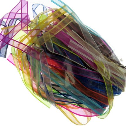 Bags of Ribbon Chiffon Organza Ribbon Bundles Bags of 20 Pcs 10mm 15mm 25mm - ThreadandTrimmings