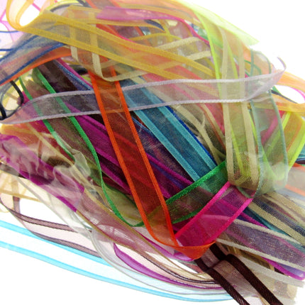Bags of Ribbon Chiffon Organza Ribbon Bundles Bags of 20 Pcs 10mm 15mm 25mm - ThreadandTrimmings