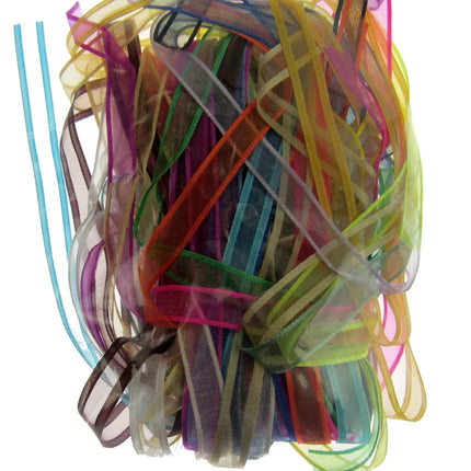 Bags of Ribbon Chiffon Organza Ribbon Bundles Bags of 20 Pcs 10mm 15mm 25mm - ThreadandTrimmings