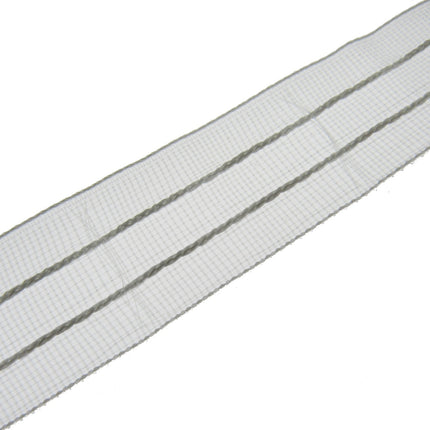 A close-up of a length of 19mm Bandex Roman Blind tape, 19mm wide with draw cords on a white background