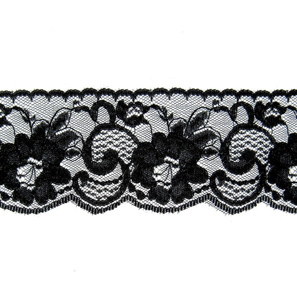 Flat Nylon Lace 55mm Wide Scalloped Edge Flower Pattern 3m 5660