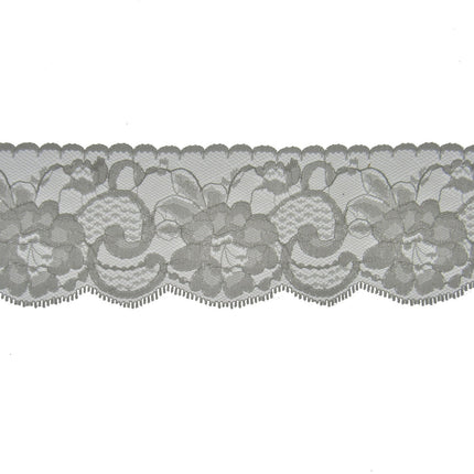 Flat Nylon Lace 55mm Wide Scalloped Edge Flower Pattern 3m 5660