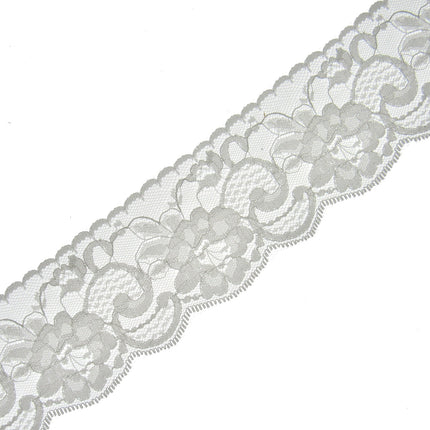 Flat Nylon Lace 55mm Wide Scalloped Edge Flower Pattern 3m 5660