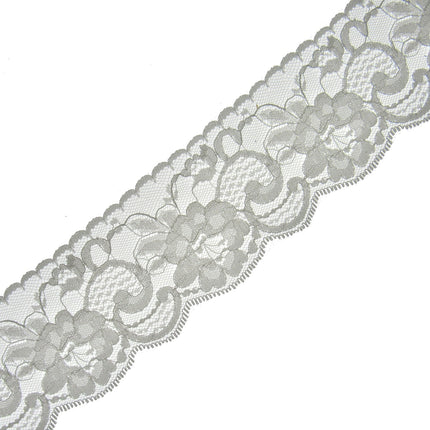 Flat Nylon Lace 55mm Wide Scalloped Edge Flower Pattern 3m 5660